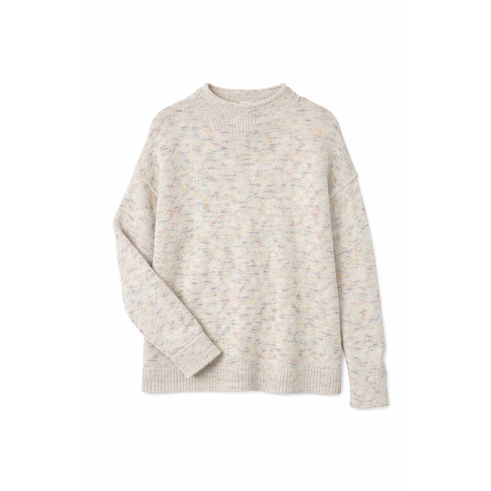 White + Warren Rainbow Confetti Marl Wool Cashmere Blend Sweater Large